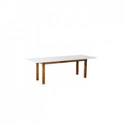 Banketttisch YSTAD off-white (lasiert), Echtholz, 240x90x74 cm (B/T/H), Gestell nussbaum, Outdoor geeignet
