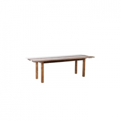 Banketttisch BERLIN Tischplatte Bi-Color nussbraun/weißlasiert, 240x90x74 cm (B/T/H), Gestell nussbaum, Outdoor geeignet