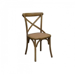 Holzstuhl Crossback, 50x52x91 cm (B/T/H) SH: 46 cm, Gestell: Massivholz Eiche, Material Sitz: Rattan, ohne Sitzkissen